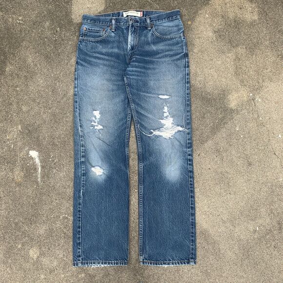 Levi's Jeans 32x32 Blue Pants Faded 505 Straight Distressed Denim Tag 32x32